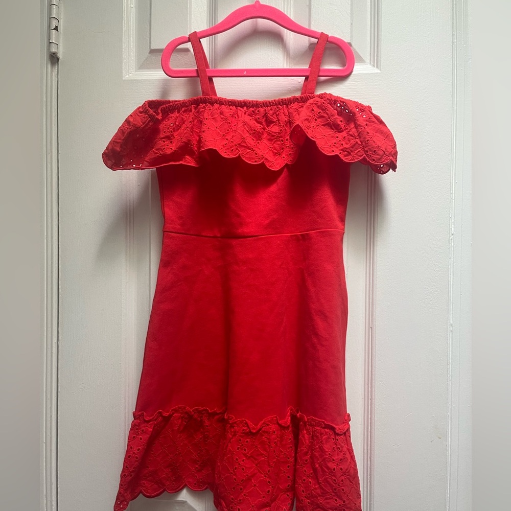 Janie and Jack Red Eyelet Cold Shoulder Sun Dress
